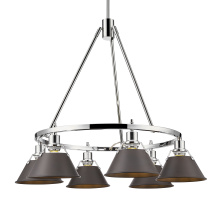 Golden 3306-6 CH-RBZ - Yep by Golden Lighting Orwell 6-light Chandelier in Chrome and Rubbed Bronze shade